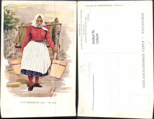 125619,Tschechische Trachten Volkstracht Tracht Mähren Wasserträgerin M. Gardavske Olmütz Olomouc