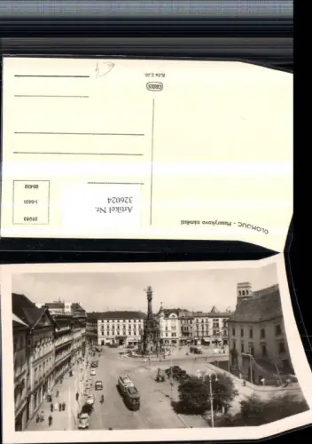 326024,Olmütz Olomouc Masarykovo namesti Platz Pestsäule Straßenbahn Geschäfte