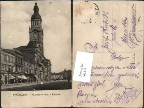 361339,Prostejov Proßnitz Wilsonovo namesti Radnice Rathaus Straßenansicht