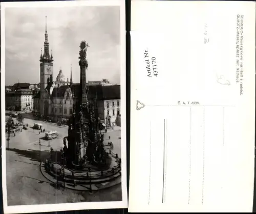 437170,Olomouc Olmütz Masarykovo namesti s radnici Platz m. Rathaus Dreifaltigkeitssäule