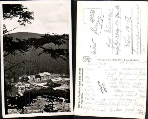 437172,Schreibers Schutzhaus Roter Berg b. Domasov Thomasdorf Feldpost