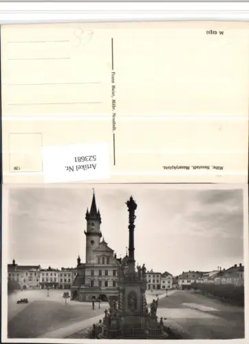523681,Mährisch Neustadt Unicov Masarykplatz Rathaus Säule