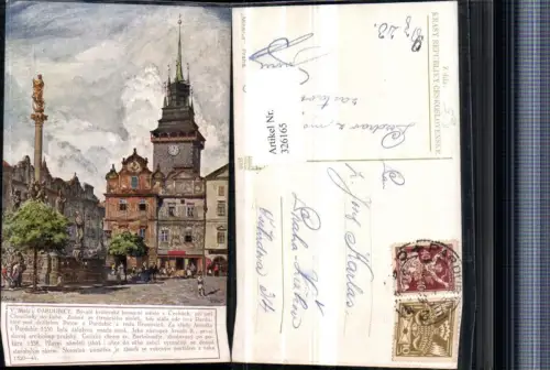 326165,Künstler AK V. Maly Pardubice Pardubitz Säule Turm
