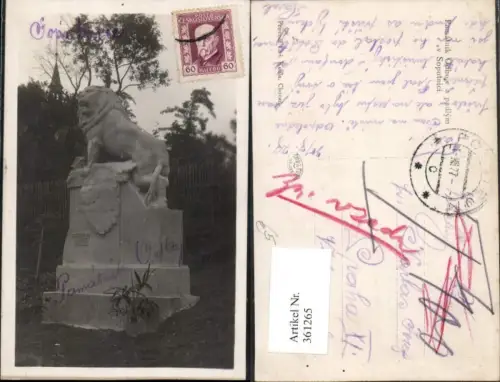 361265,Potstejn Pottenstein Pamatnik Odboje a padlym v Sopotnici Löwenstatue Denkmal