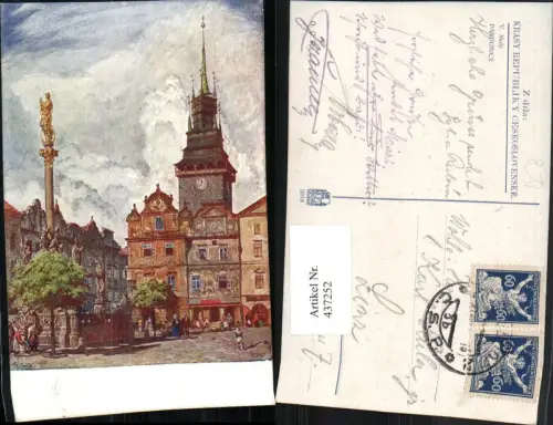 437252,Künstler AK V. Maly Pardubice Pardubitz Säule Turm