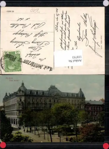 118753,Plzen Pilsen Hotel Waldek Tolle Partie 1910 Zensur Stempel