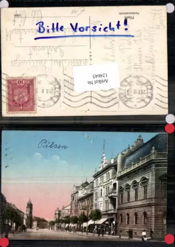 124645,Pilsen Plzen Ferdinandstrasse Strassenansicht m. Häuser Geschäfte