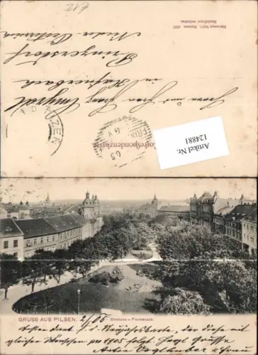 124881,Gruss aus Pilsen Plzen Smetana Promenade 1900