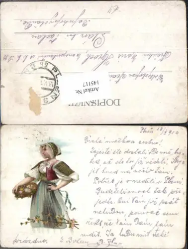 145117,Litho Tracht aus Tschechien Pilsen Plzen