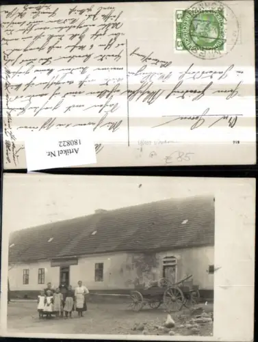 180822,Pilsen Foto Ak Mies Böhmen Gasthaus Personen Kinder Kutschen Anhänger