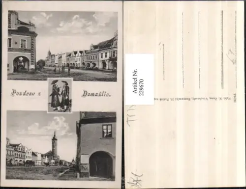 229670,Pozdrav z Domazlic Taus Straßenansicht Turm Mehrbildkarte