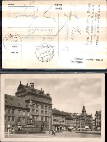297967,Plzen Pilsen Radnice Rathaus Brunnen Geschäfte