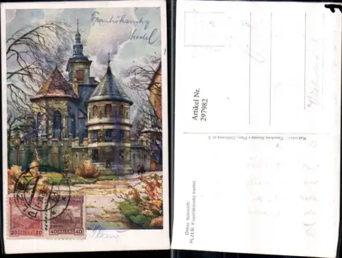 297982,Künstler AK Oskar Schmidt Plzen Pilsen Frantiskansky kostel Kloster