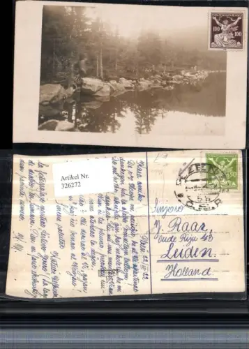 326272,Foto AK Pilsen Plzen Umgebung See Teich Partie Wald