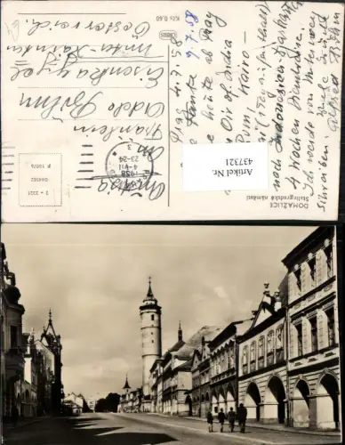 437321,Domazlice Taus Stalingradske namesti Straßenansicht Turm