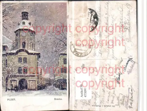 475091,Künstler AK J. Proskovce Plzen Pilsen Branka Schneefall