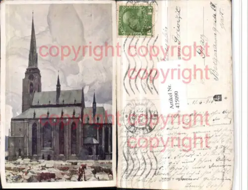 475090,Künstler AK J. Setelik Pilsen Plzen Bartolomaeuskirche Kirche
