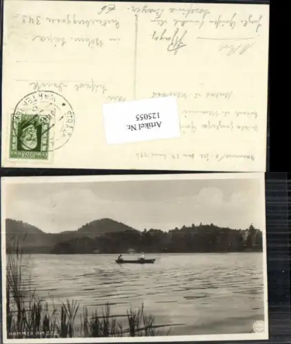 125055,Hammer am See Fotokarte m. Boot Wartenberg 1926