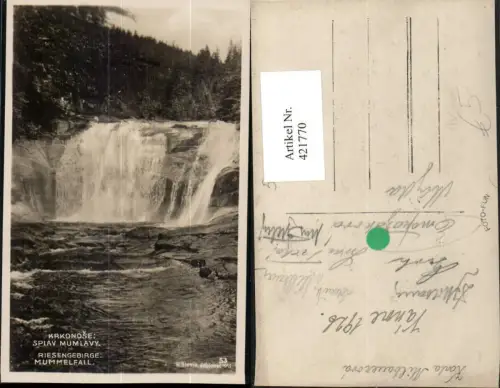 421770,Krkonose Riesengebirge Splav Mumlavy Mummelfall Wasserfall b. Harrachov