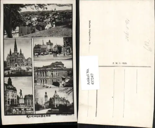 437247,Reichenberg Liberec Totale Rathaus Denkmal Theater Mehrbildkarte