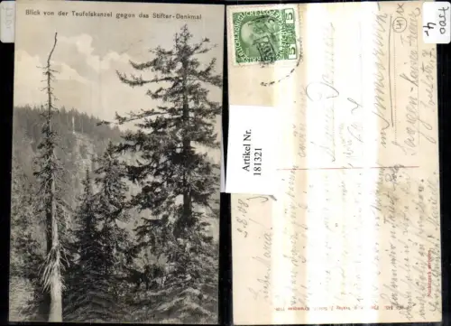 181321,Südböhmen Krumau Krumlov Blick v. d. Teufelskanzel geg. d. Stifter-Denkmal Partie