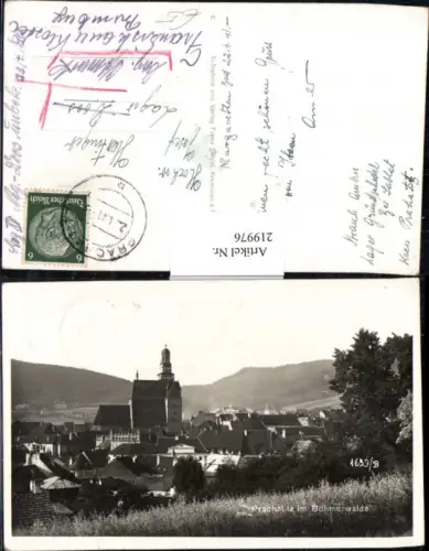 219976,Prachatitz Prachatice im Böhmerwald Teilansicht Kirche