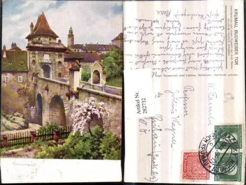 282732,Künstler AK Wilhelm Fischer Krumau Cesky Kurmlov Budweiser Tor