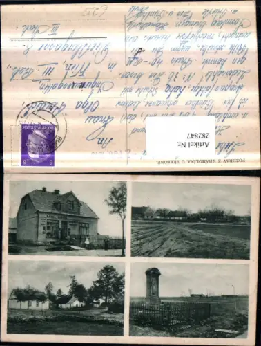 282847,Pozdrav z Kramolina u Trebone Chlumetz Teilansicht Geschäft Karel Stetka Denkmal Mehrbildkarte