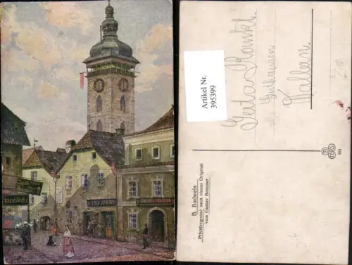 395399,Künstler AK Gustav Brauner Priestergasse Geschäfte Turm