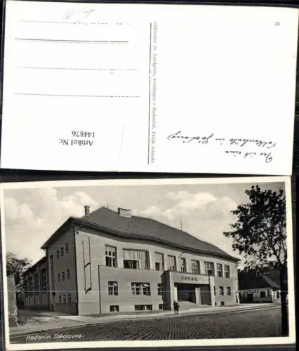 144876,Göding Hodonin Sokolovna Sokol Strassenansicht