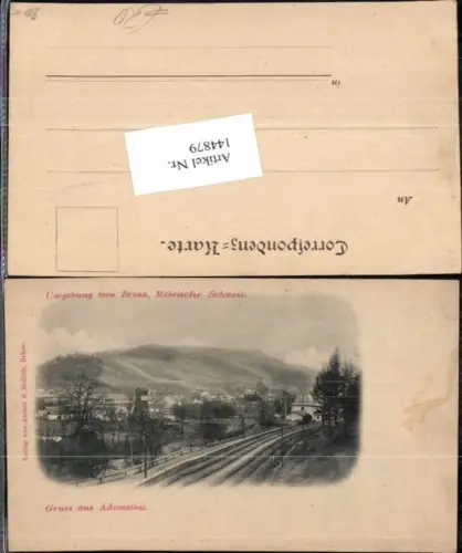 144879,Gruss aus Adamsthal bei Brünn Bahngleise Brno 1900