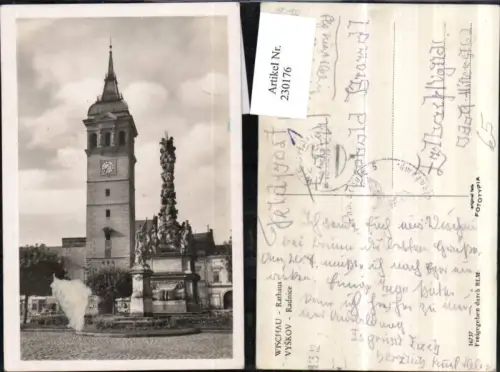 230176,Wischau Vyskov Rathaus Pestsäule