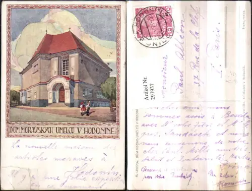 297937,Künstler AK R. Livora Hodonine Hodonin Dum Morav. Umelcu Gebäude