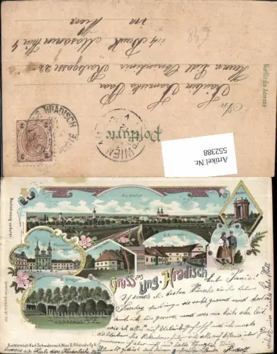 552388,tolle Lithographie Ungarisch Hradisch Uherske Hradiste Schwidernoch 3701
