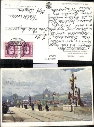 84562,Prag Kreuz auf der Karls Brücke Künstlerkarte