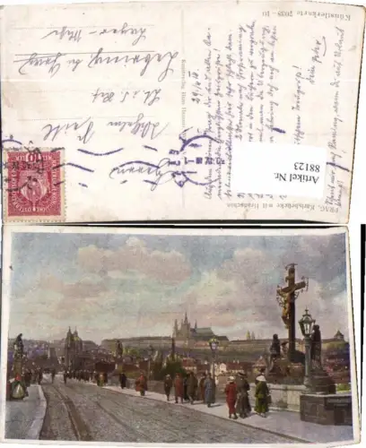 88123,Prag Praha Karlsbrücke Künstlerkarte 7038-10