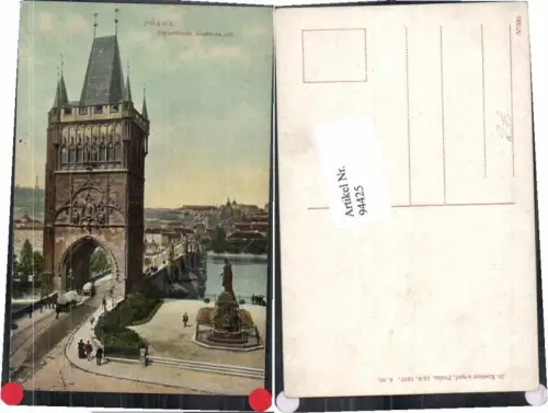 94425,Praha Prag Stadtbrücke m. Turm 1910