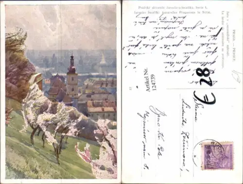 124739,Stadt Prag Praha Le Jardin du seminaire printemps Künstlerkarte
