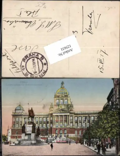 125631,Prag Praha Landesmuseum m. Wenzelmonument 1917 Feldpost