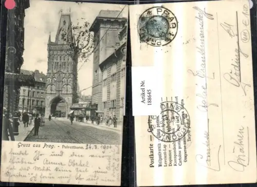 188645,Gruß aus Prag Pulverturm Turm Straßenansicht
