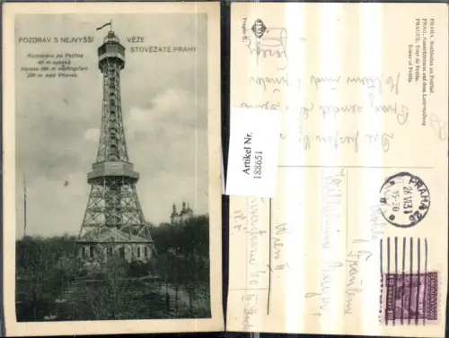 188651,Prag Praha Prague Aussichtsturm auf d. Laruenziberg Pozdrav z nejvyssi veze stovezate Prahy