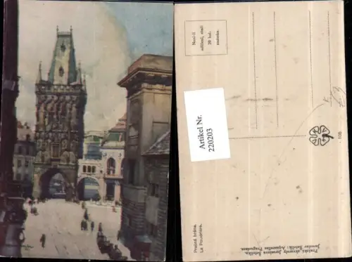 220203,Künstler Ak Jaroslava Setelika Prag Praha Prasna brana Pulverturm Turm