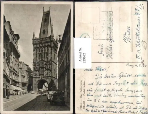 229672,Prag Praha Der Pulverturm Turm Straßenansicht
