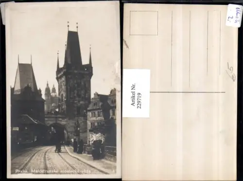 229719,Prag Praha Malostranske mostece Turm Straßenansicht