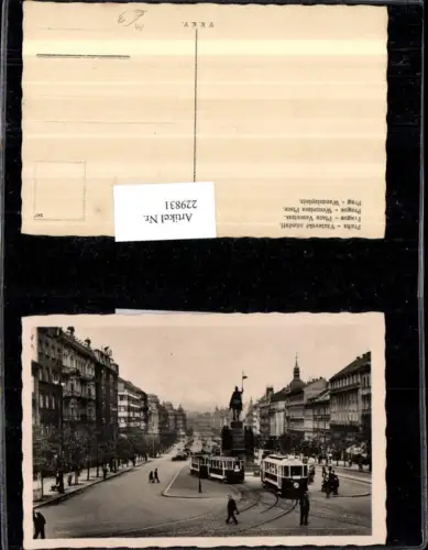 229831,Prag Praha Wenzelsplatz Straßenansicht Straßenbahnen m. Denkmal