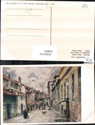 229845,Künstler AK Ferd. Engelmüller Prag Praha Zlata ulicka Brunnen Ansicht Gasse