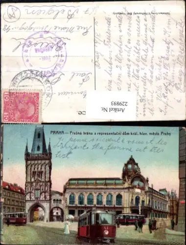 229893,Prag Praha Prasna brana a representacni dum kral hlav mesta Prahy Pulverturm Straßenbahn