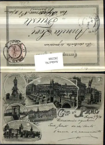 282588,Mond Litho AK Praha Prag Radetzyk-Monument Karlsbrücke Burg Brückentor Mehrbildkarte