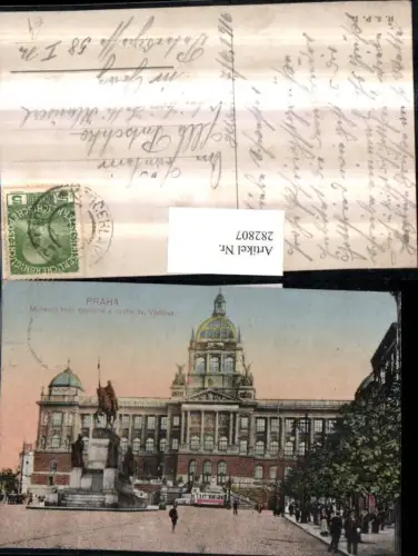 282807,Prag Praha Museum kral. Ceskeho a socha sv. Vaclava Museum Denkmal
