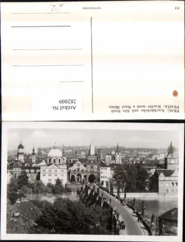 282809,Prag Praha Karlsbrücke Brücke u. Alte Stadt Teilansicht